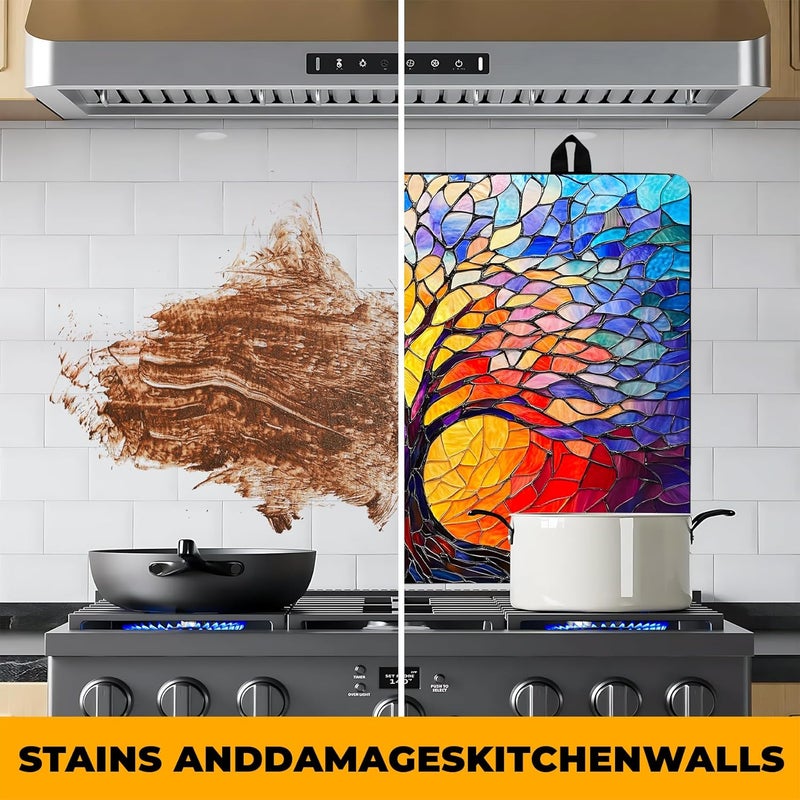 BVBOX Stove Top Cover Retro Flower Gas Stove Top Cover for Home Decoration Kitchen Pad Non-Stick Washable Cooktop Covers Countertop Protector Keep Stove Clean 28"x20" (Tree of Life-2) - Image 5